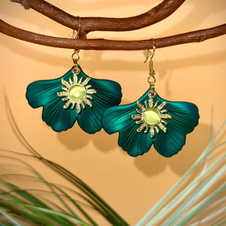 Boucles d’oreilles tendance Ginko légères en résine