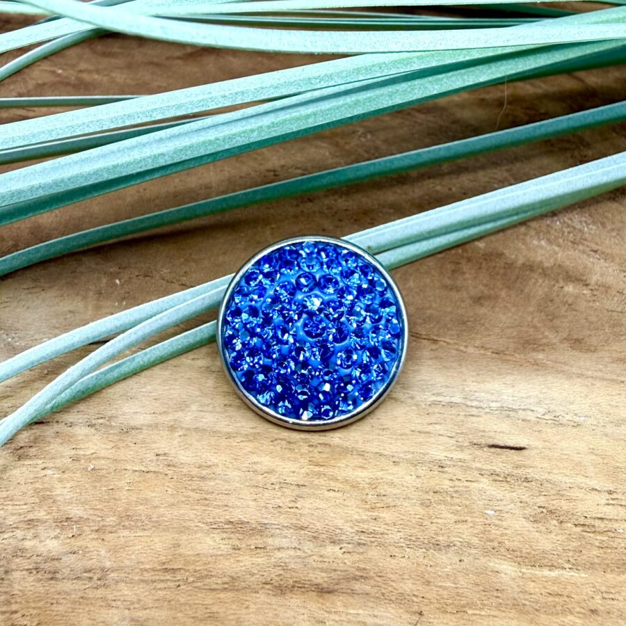 Bouton strass bleu électrique décoratif