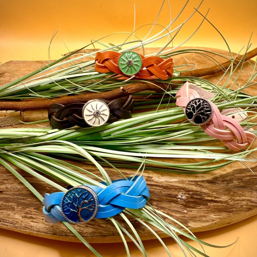 bracelet Caméléon tressé personnalisable avec bouton pression interchangeable 18 mm