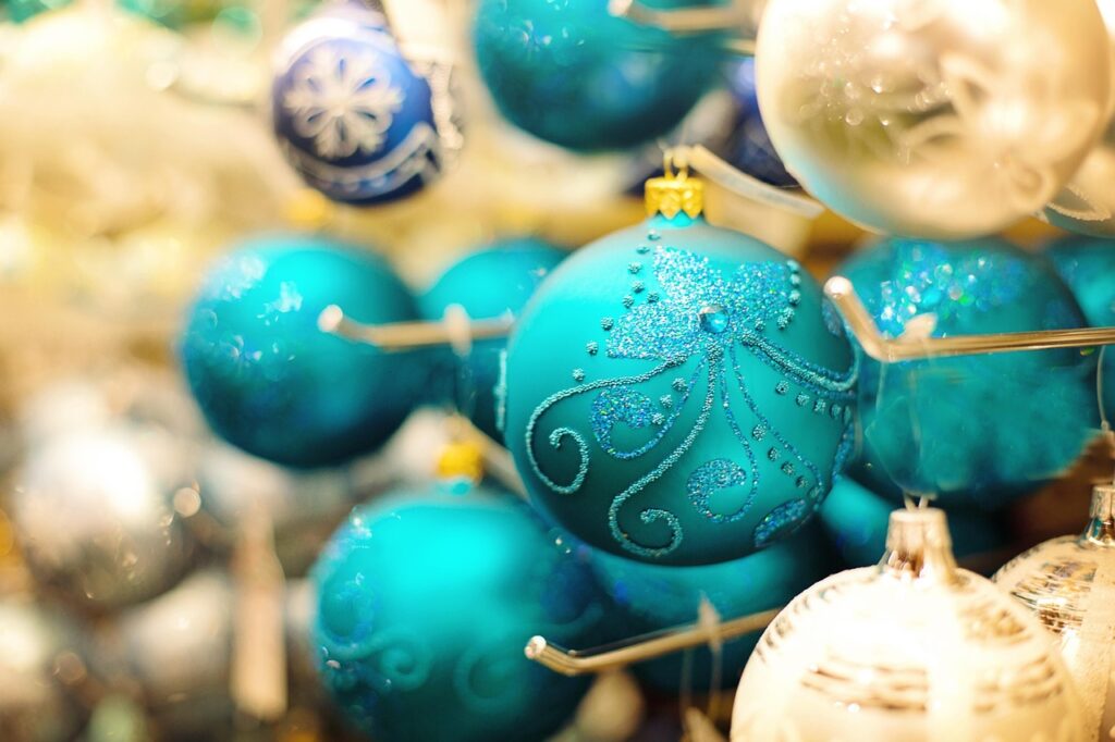 christmas ornaments, ornaments, blue, christmas, holiday, decoration, xmas, celebration, ball, december, seasonal, decorative, glass, shiny, tradition